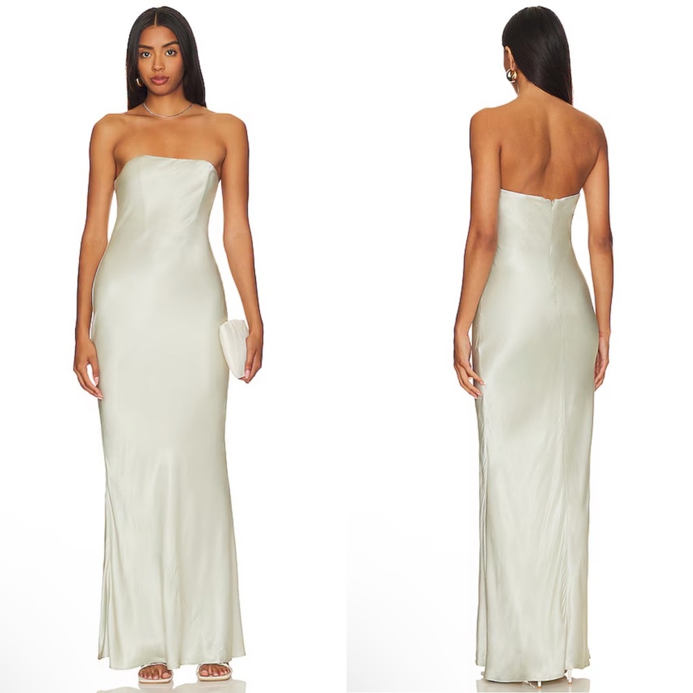 NEW NWOT Stone Cold Fox X Revolve Mikayla Strapless Maxi Gown In Sage Green